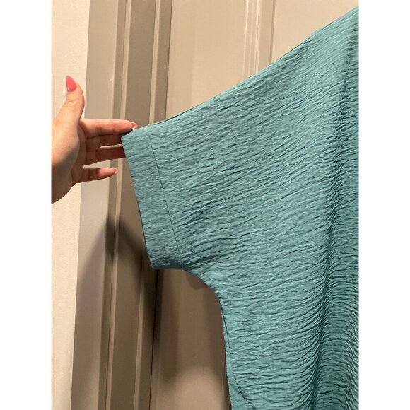 Zenana XL Teal Crepe V-Neck Top | Lightweight & Oversized - Picture 3 of 6